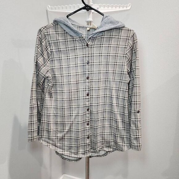 Passport Flannel Shirt Womens Medium Multi Plaid Long Sleeve Button Down Cotton - Picture 1 of 7